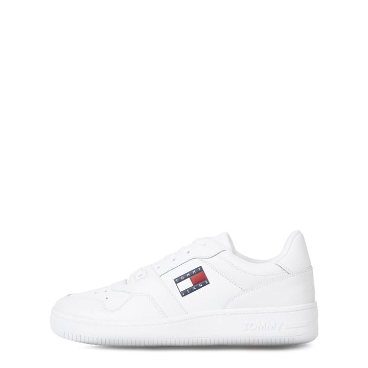 Tommy Jeans Men's White Retro Leather Basket Trainers Size 11