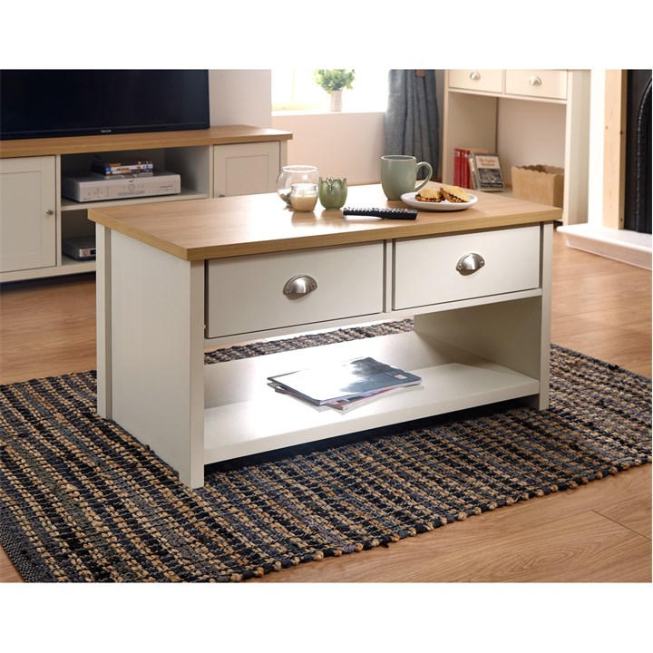 Gfw Unisex Cream Lancaster 2 Drawer Coffee Table