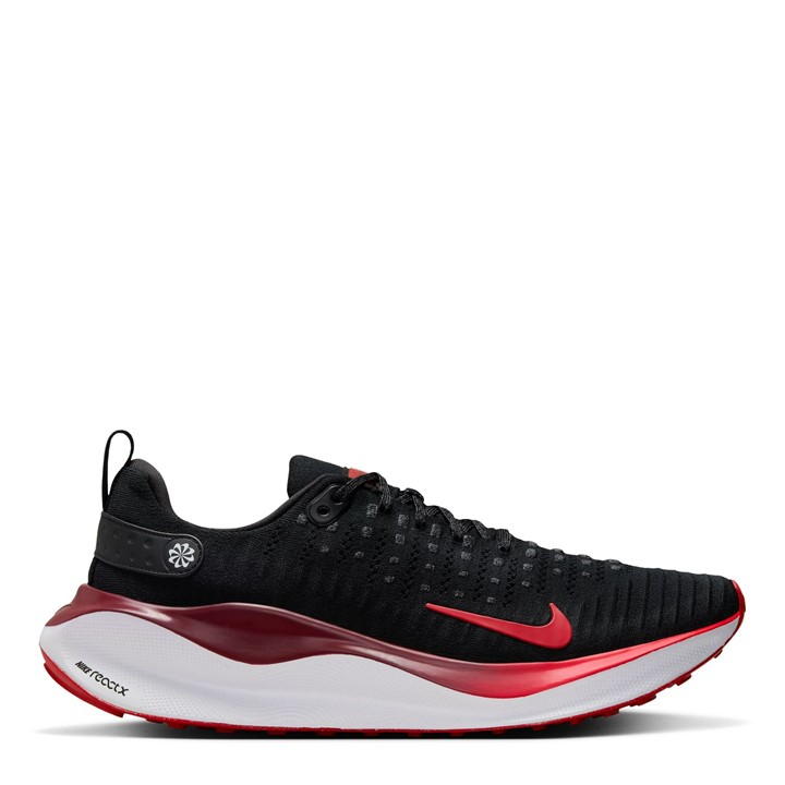 Nike React Infinity Run Flyknit 4 Men's Road Running Shoes In Black/team Red/white/fire Red