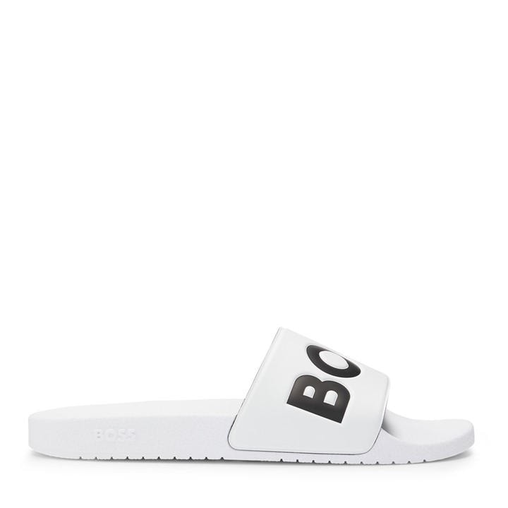 HUGO BOSS MEN'S ARYEH SLIDERS, COMFY FOOTBED SANDAL