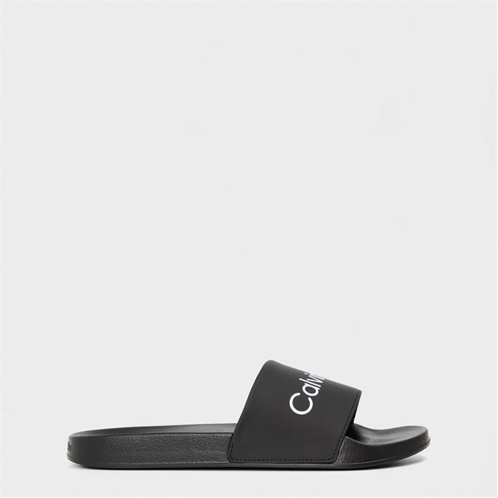 Calvin Klein Men's Black Logo Sliders Size 10