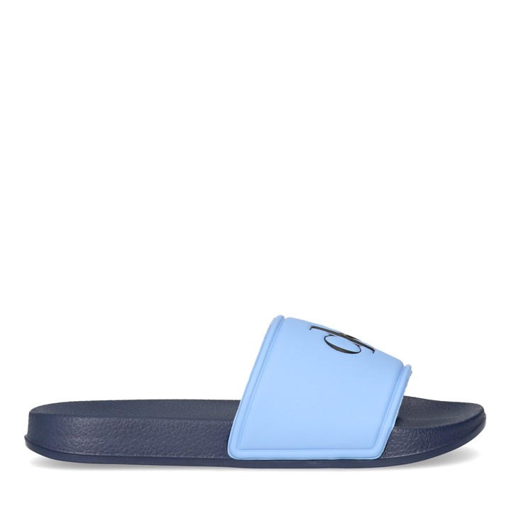 Calvin Klein Jeans Boys Blue Logo Sliders Juniors Size 3.5