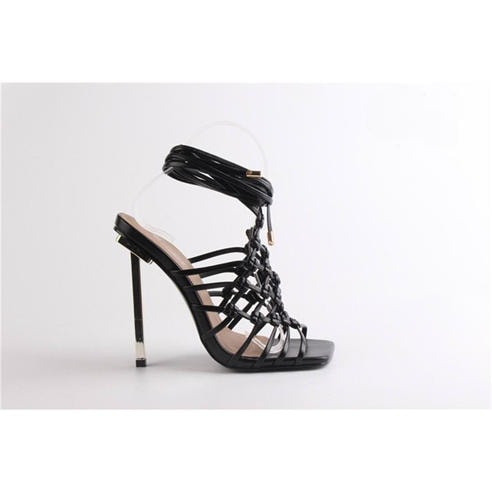 Chic - Women's Open Toe Lace-Up Flat Sandal