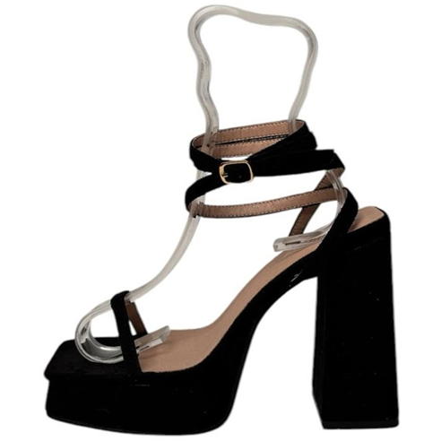 Chic - Square Toe Block Platform Heeled Sandal