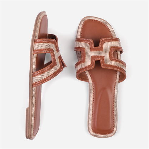Wheres That From - Faux Leather Mae Strapped Slider Sandals Ladies