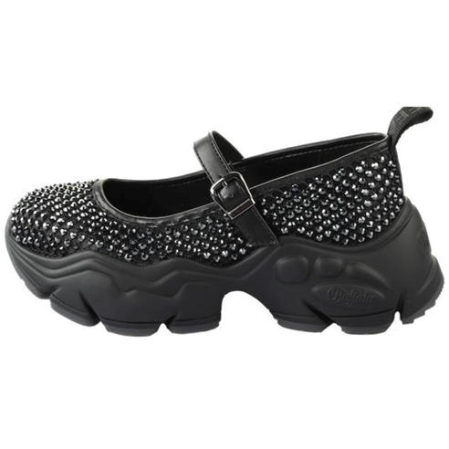 Buffalo - Women's Crystal Embellished Platform Mary Jane Ballet Pumps