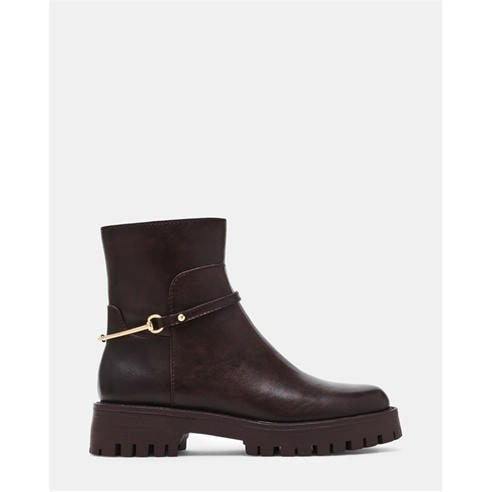 STEVE MADDEN - Women's Last Call Leather Flat Ankle Boots