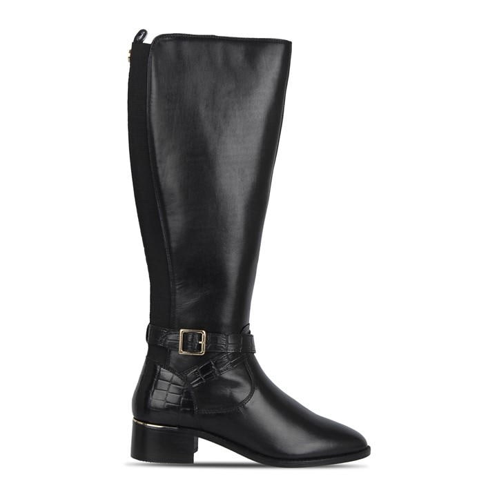 Biba Leather Croc Knee High Boot In Black