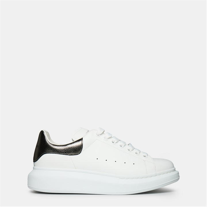 Alexander Mcqueen Women's White Logo Print Leather Oversized Trainers Size 6.5