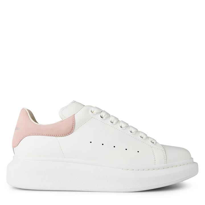 Alexander Mcqueen Women's White Logo Print Leather Oversized Trainers Size 3.5