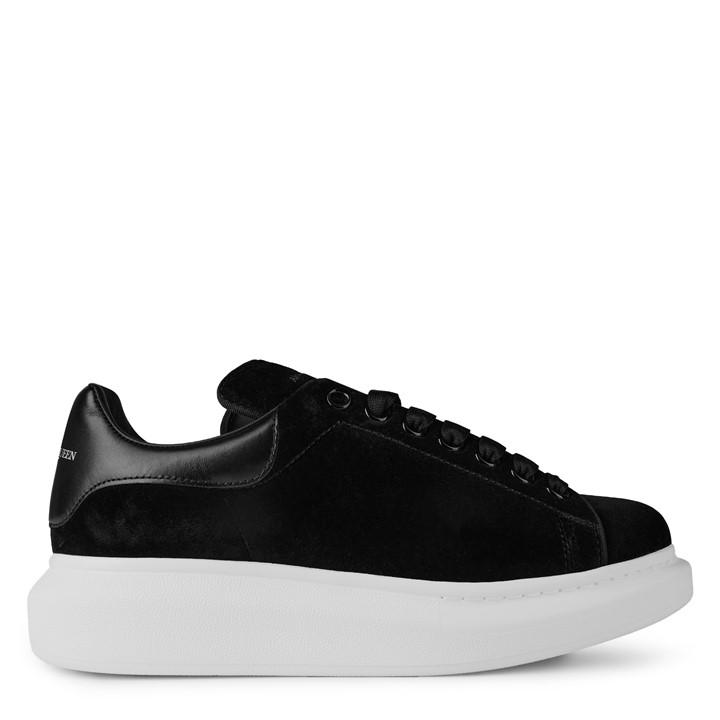 Alexander Mcqueen Women's Black Logo Print Leather Oversized Trainers Size 4.5