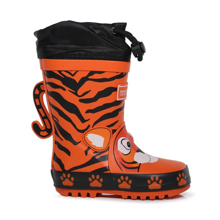 Regatta Girls Orange Kids Mudplay Animal Wellies C1