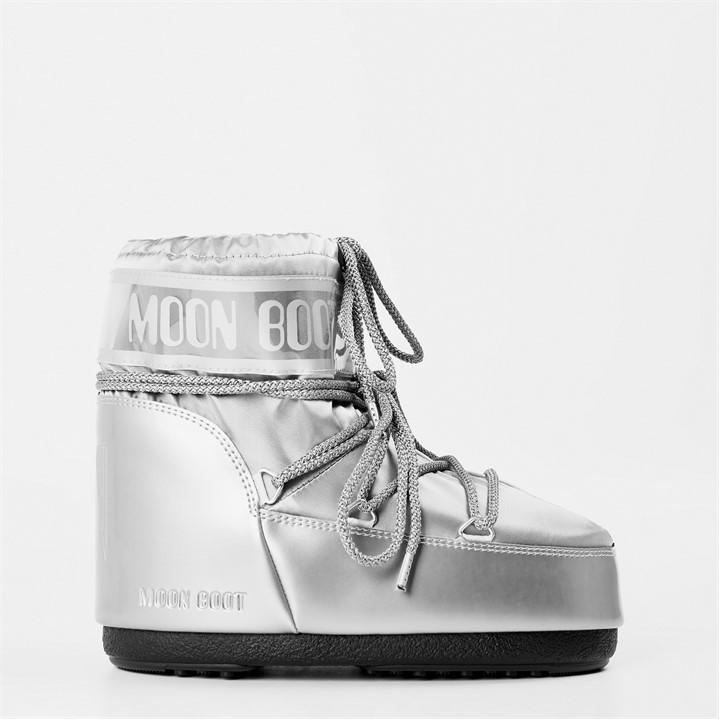 Moon Boot Icon Low Glance Satin Boots In Silver