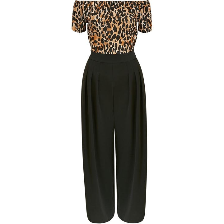 Leopard Print Wrap Front Culotte Jumpsuit