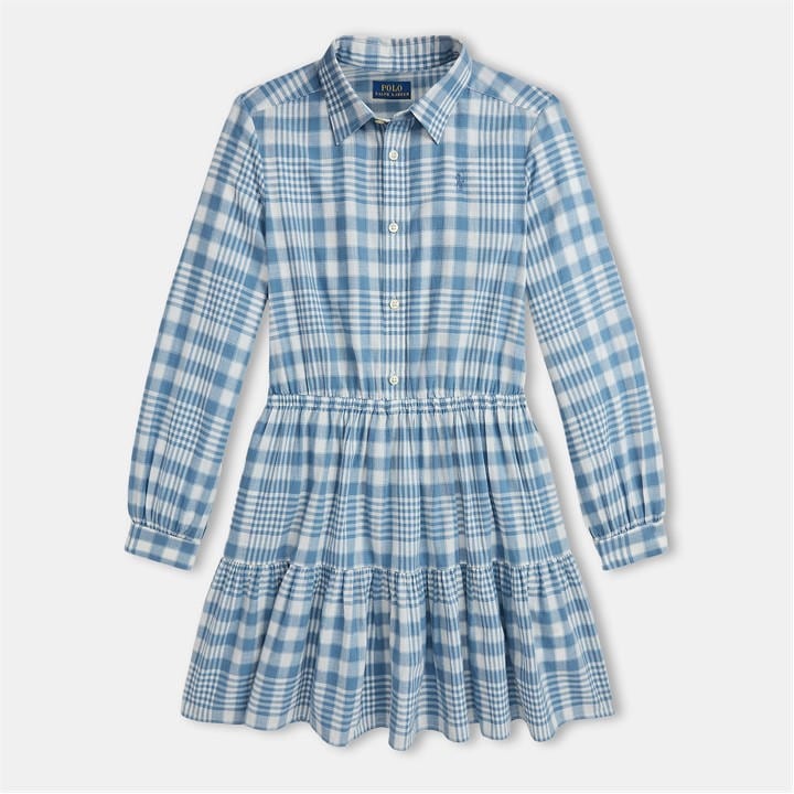 Polo Ralph Lauren Girls Blue Checked Dress Juniors Size 11