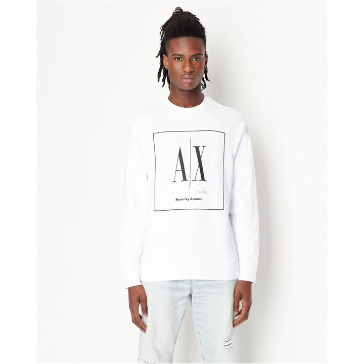 Armani Exchange Men's White Crewneck Sweatshirt Small