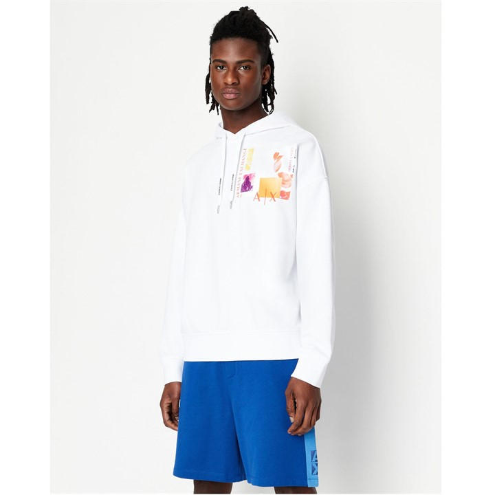 Armani Exchange Men's White Pullover Hoodie Small