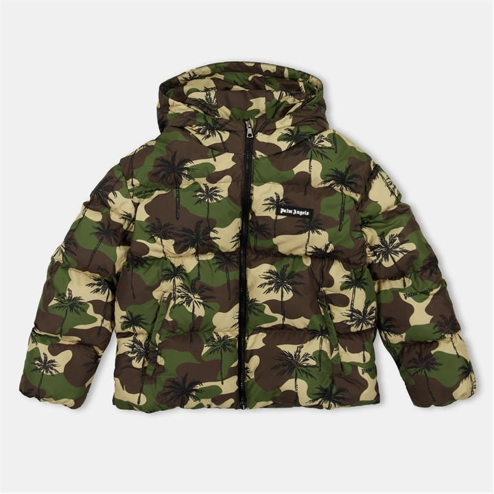 Palm Angels Unisex Kids Green Palm Lgo Puffer Jkt