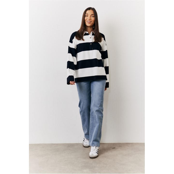 FITS MULTI STRIPE LONG SLEEVE POLO TOP