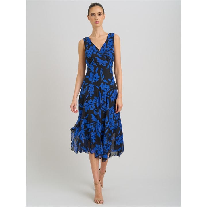 Gina Bacconi Janey Floral Midi Dress - Blue