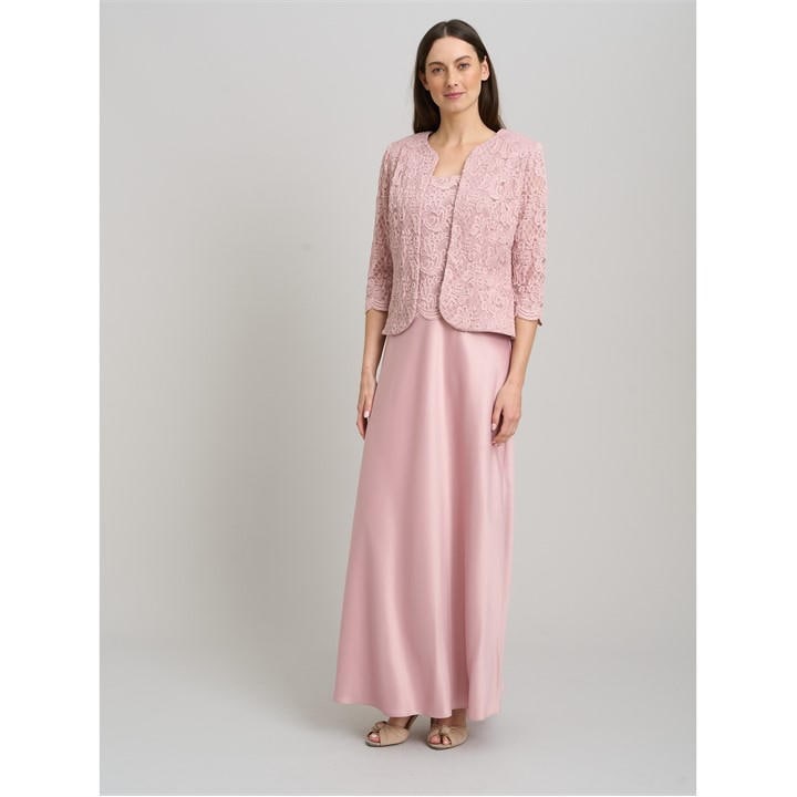 Gina Bacconi Marilou Lace & Satin Dress & Jacket - Pink