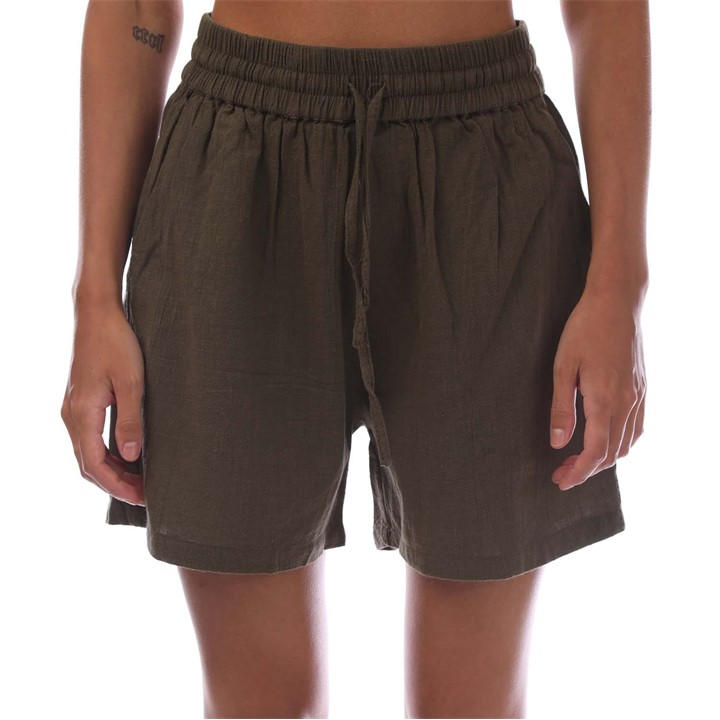 Only Tizana String Cotton Shorts In Green
