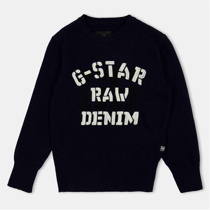 G Star Boys Blue Gstar Lrg Lgo Knit