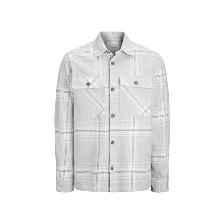 Jack And Jones Men's Grey Raymond Check Long Sleeve Shirt Med