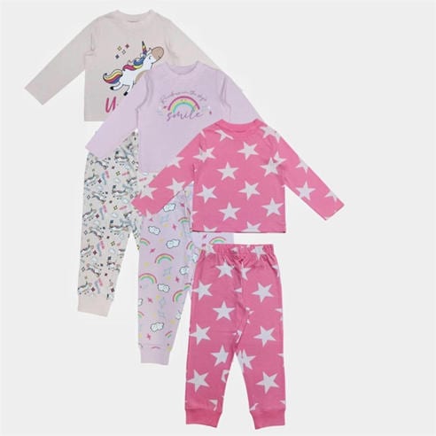 Star - Kids'  3 Pack Cotton Long Sleeve Pyjama Set
