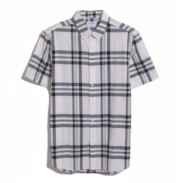 Farah Men's Cream Kele Bold Check Shirt Extra Large