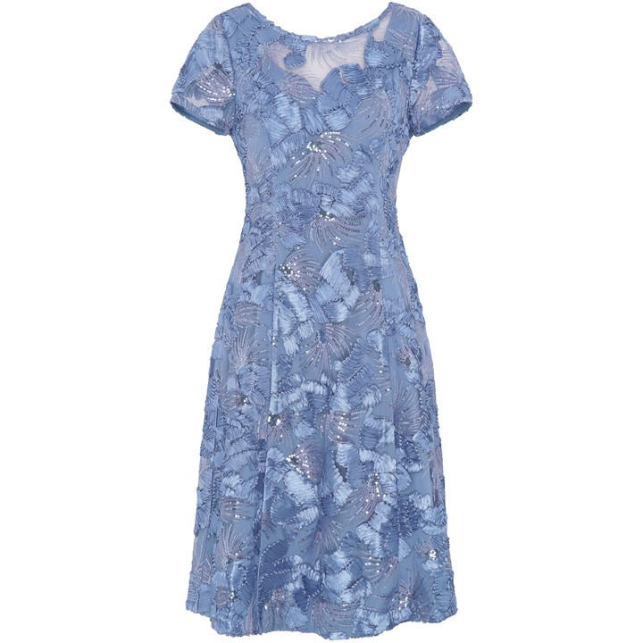 Gina Bacconi Masha Soutache Lace Midi Dress - Blue