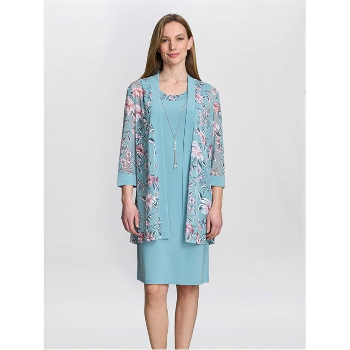 Gina Bacconi CALLIE Printed Dress and Jacket - Blue