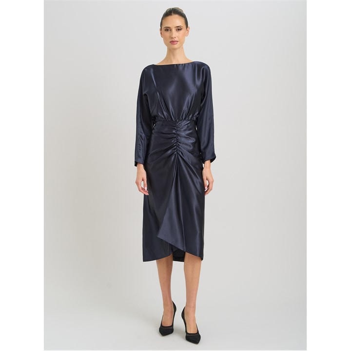Gina Bacconi Tara Satin Midi Dress - Blue