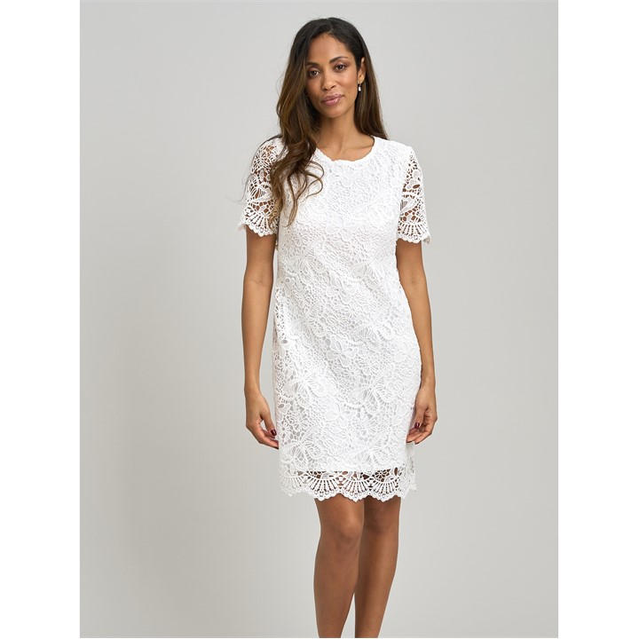 Gina Bacconi Reid Lace Shift Dress - White