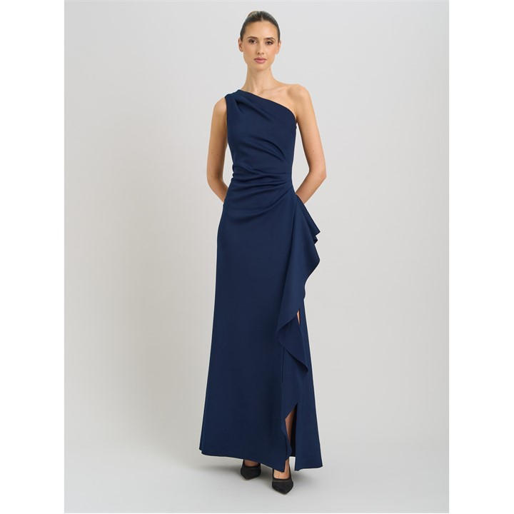 Gina Bacconi Darby One Shoulder Frill Dress - Black