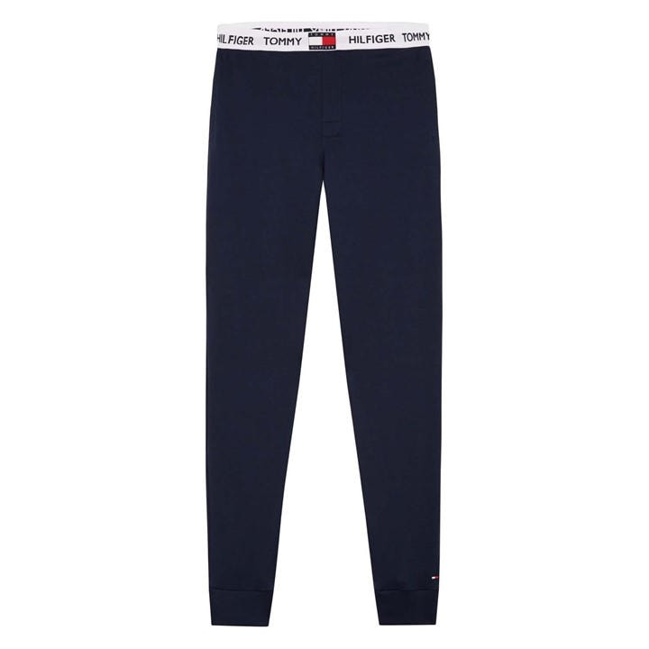 Tommy Hilfiger Logo Waistband Organic Cotton Joggers In Blue