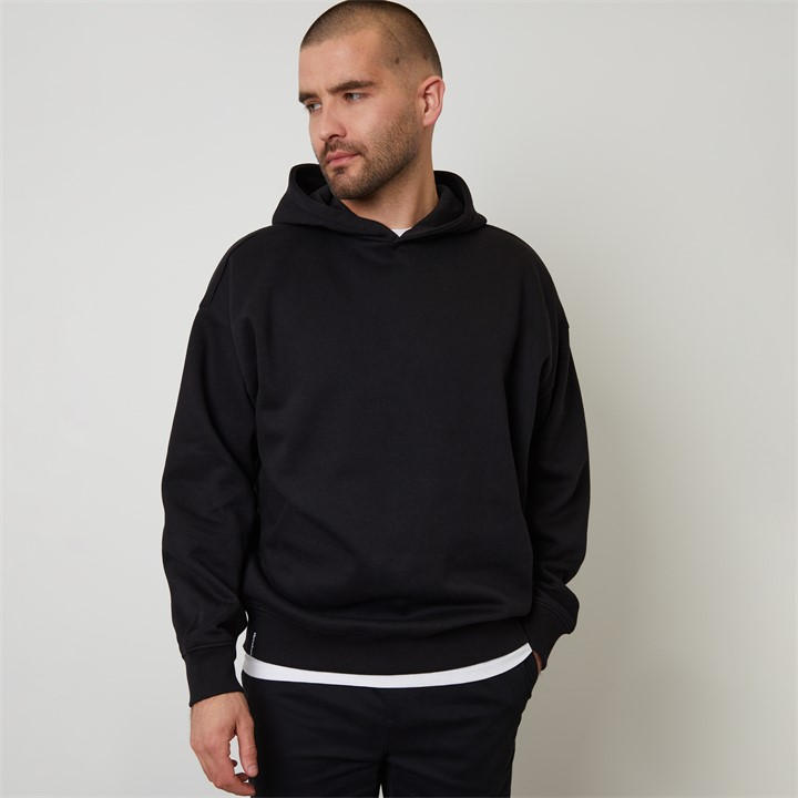 Threadbare Men's Black Relaxed Fit Pullover Hoodie - Medium