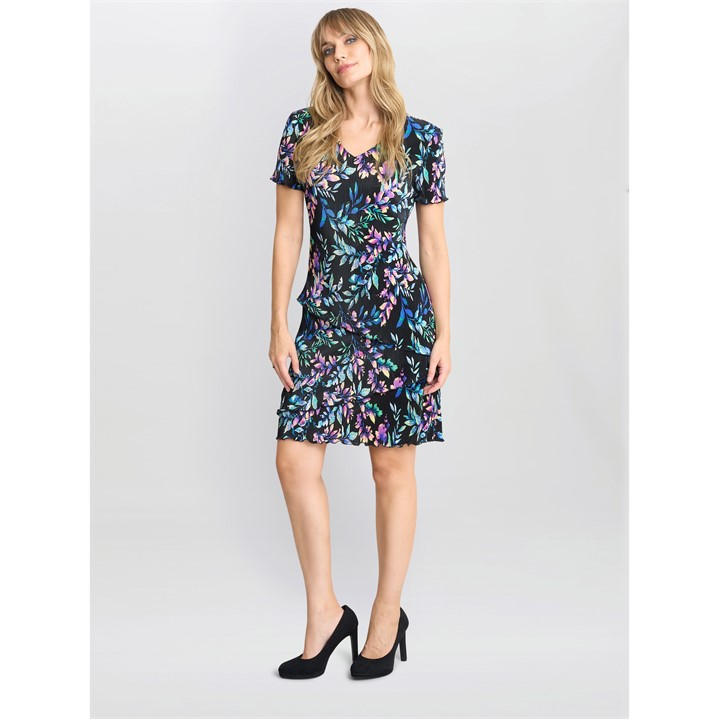 Gina Bacconi Women's Rowan Plisse Tiered Shift Dress - Black