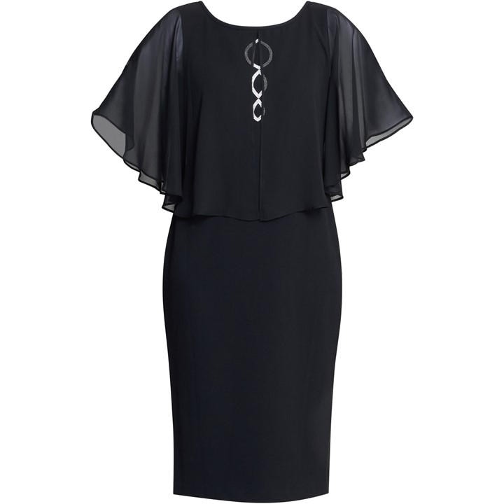 Gina Bacconi Glennis Black Chiffon Overlay Dress