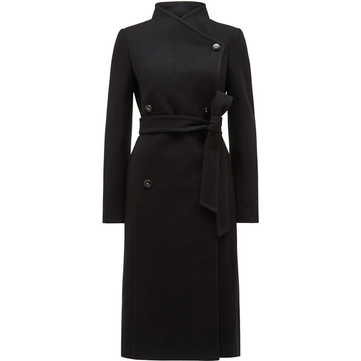 Forever New Women's Ari Funnel Neck Double Breasted Coat - Black