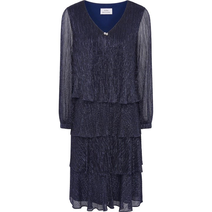 Gina Bacconi Rosemary Tiered Midi Dress - Blue