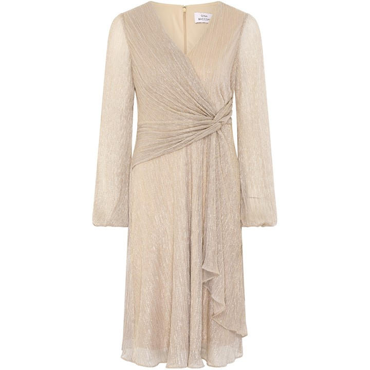 Gina Bacconi Women's Gold Stevie Metallic Fit And Flare Dress