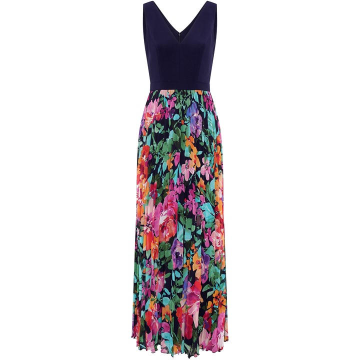 Gina Bacconi Mariella Maxi Dress With Pleated Skirt - Blue