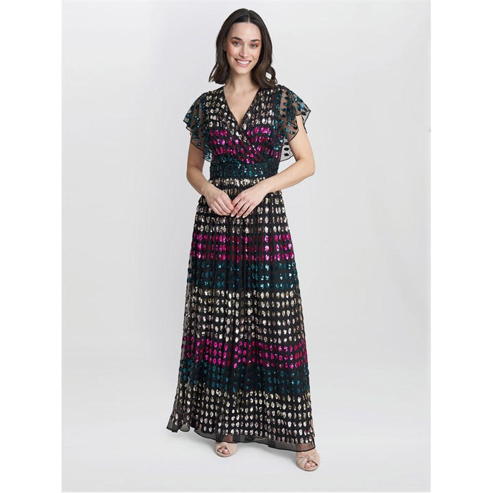 Gina Bacconi Tiffany Multi Colour Sequin Dress