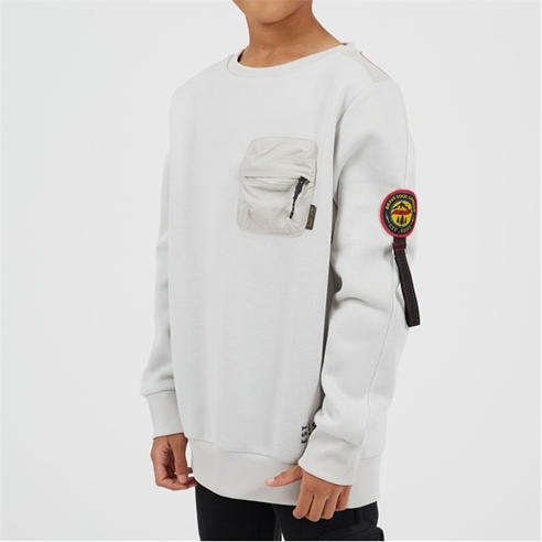Brave Soul - Brave Boys Crew Neck Sweater with Sleeve Badge Detail