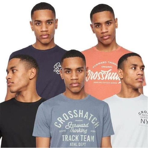 Crosshatch - 5 Pack of Brandax Print T-Shirts