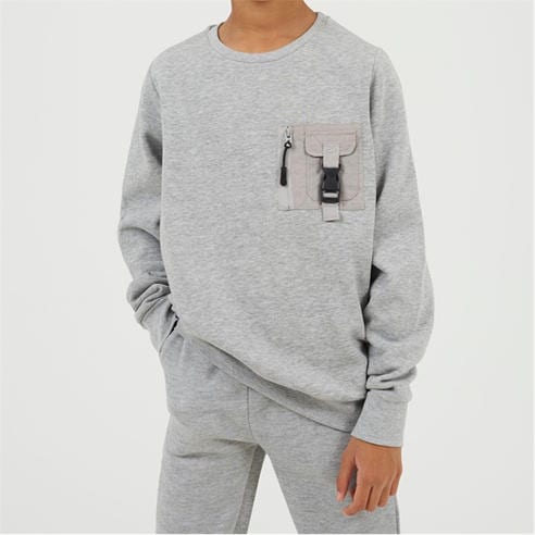 Brave Soul - Boys Crew Neck Long Sleeve Sweatshirt with Chest Pocket Detail