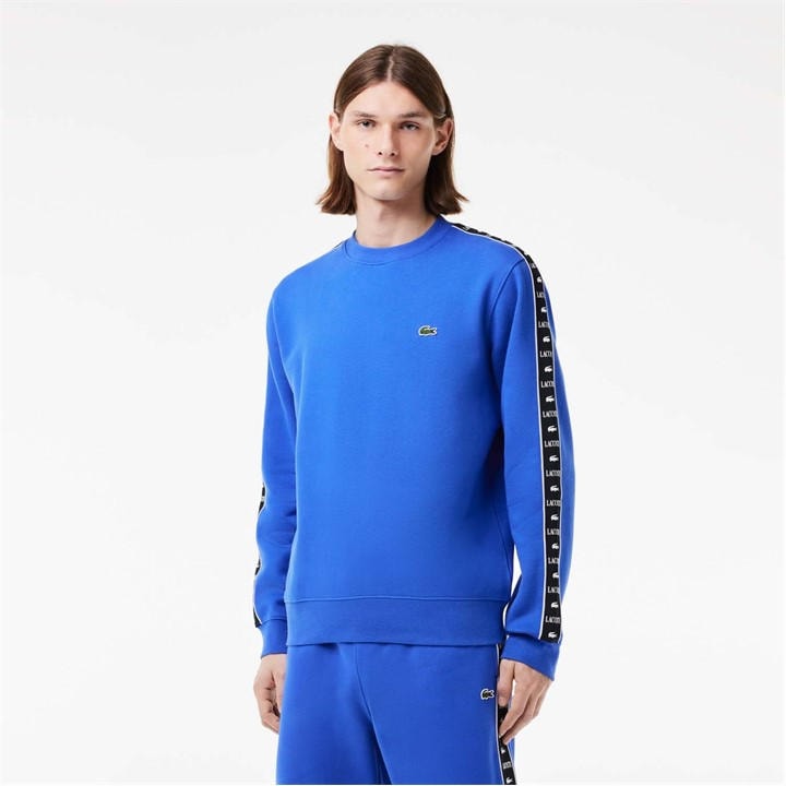 LACOSTE LOGO STRIPE CREWNECK SWEATSHIR