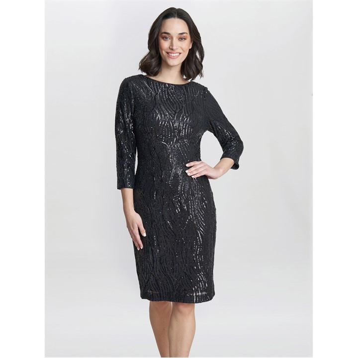 Gina Bacconi Angelina Sequin Shift Dress - Black