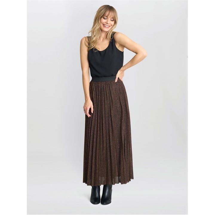 Gina Bacconi Women's Ismay Metallic A-Line Skirt - Black